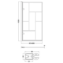 Nuie Square Block Matt Black Framed Hinged Bath Screen - NSSQ7BB -Luxury Bath Shop nuie square block matt black framed hinged bath screen nssq7bb line drawing 69924.1666714494