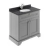 Old London Storm Grey 800mm 2 Door Vanity Unit With Black Marble Top And Basin With 1 Tap Hole - LOF227