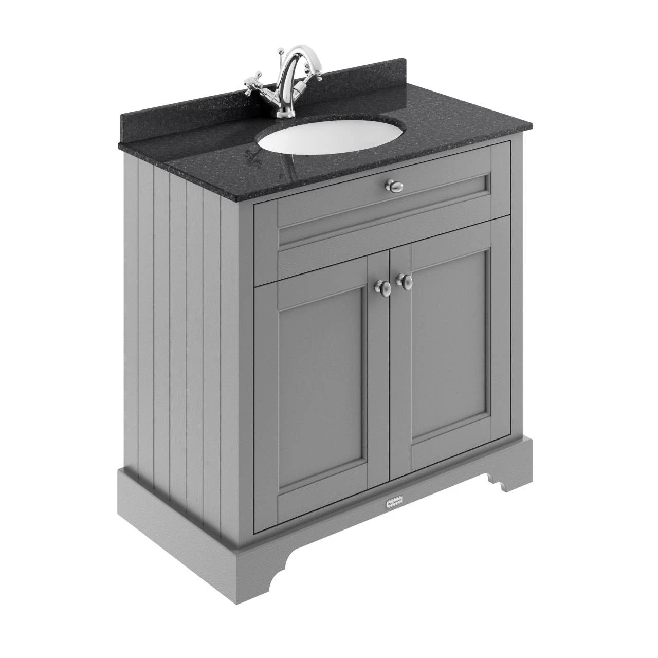 Old London Storm Grey 800mm 2 Door Vanity Unit With Black Marble Top And Basin With 1 Tap Hole - LOF227 3 Old London Storm Grey 800mm 2 Door Vanity Unit With Black Marble Top And Basin With 1 Tap Hole - LOF227