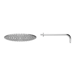 Polished Chrome 300mm Thin Round Fixed Shower Head And Wall Arm -Luxury Bath Shop polished chrome 300mm thin round fixed shower head and wall arm side 21751.1678114996