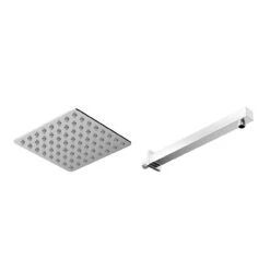 Polished Chrome 200mm Thin Square Fixed Shower Head And Wall Arm -Luxury Bath Shop polished chrome 400mm thin square fixed shower head and wall arm left 30639.1679481642