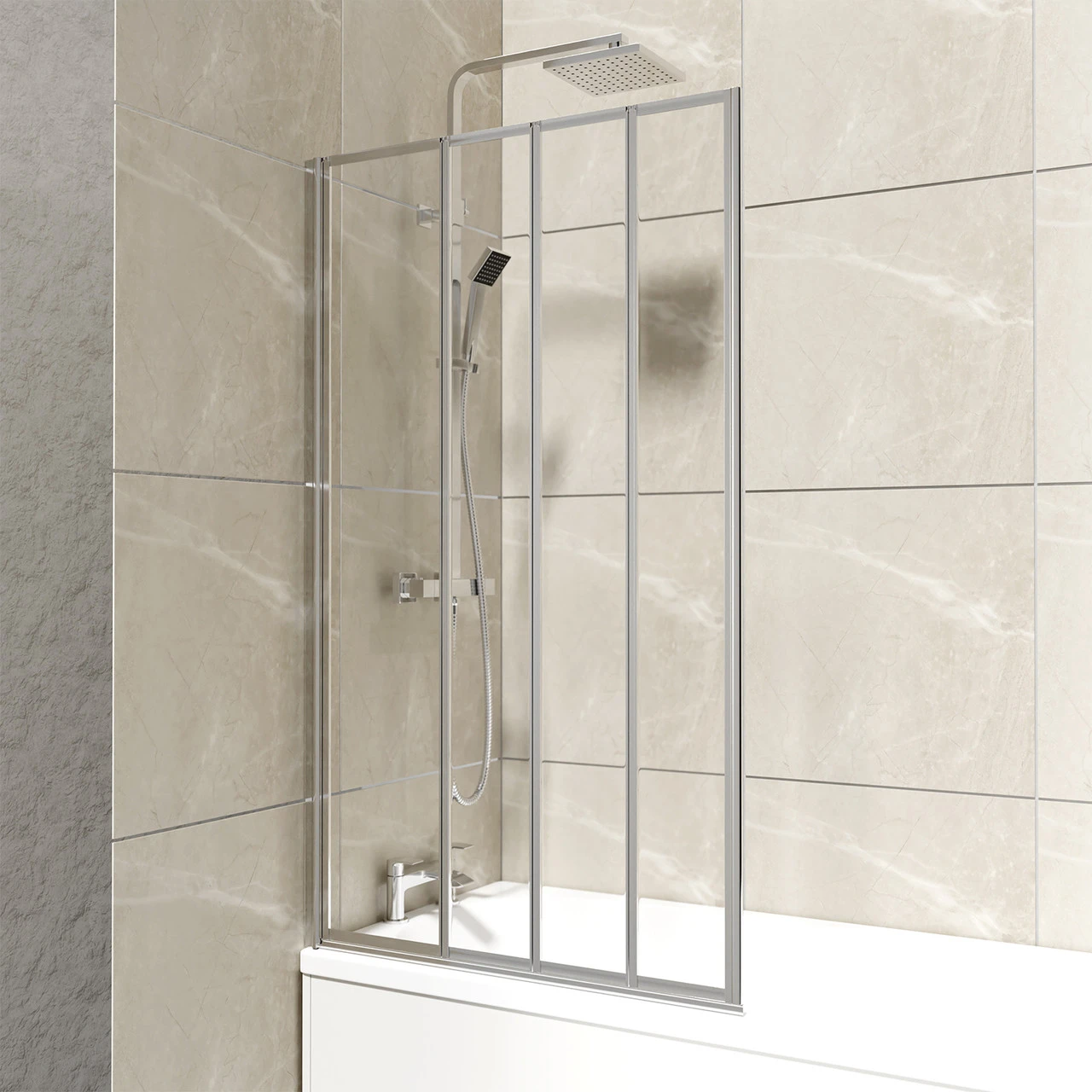 Polished Chrome 840mm Four Fold Shower Screen 3 Polished Chrome 840mm Four Fold Shower Screen