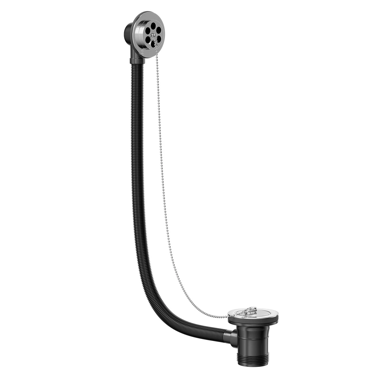 Polished Chrome Bath Waste And Overflow With Brass Plug And Ball Chain - Image 3