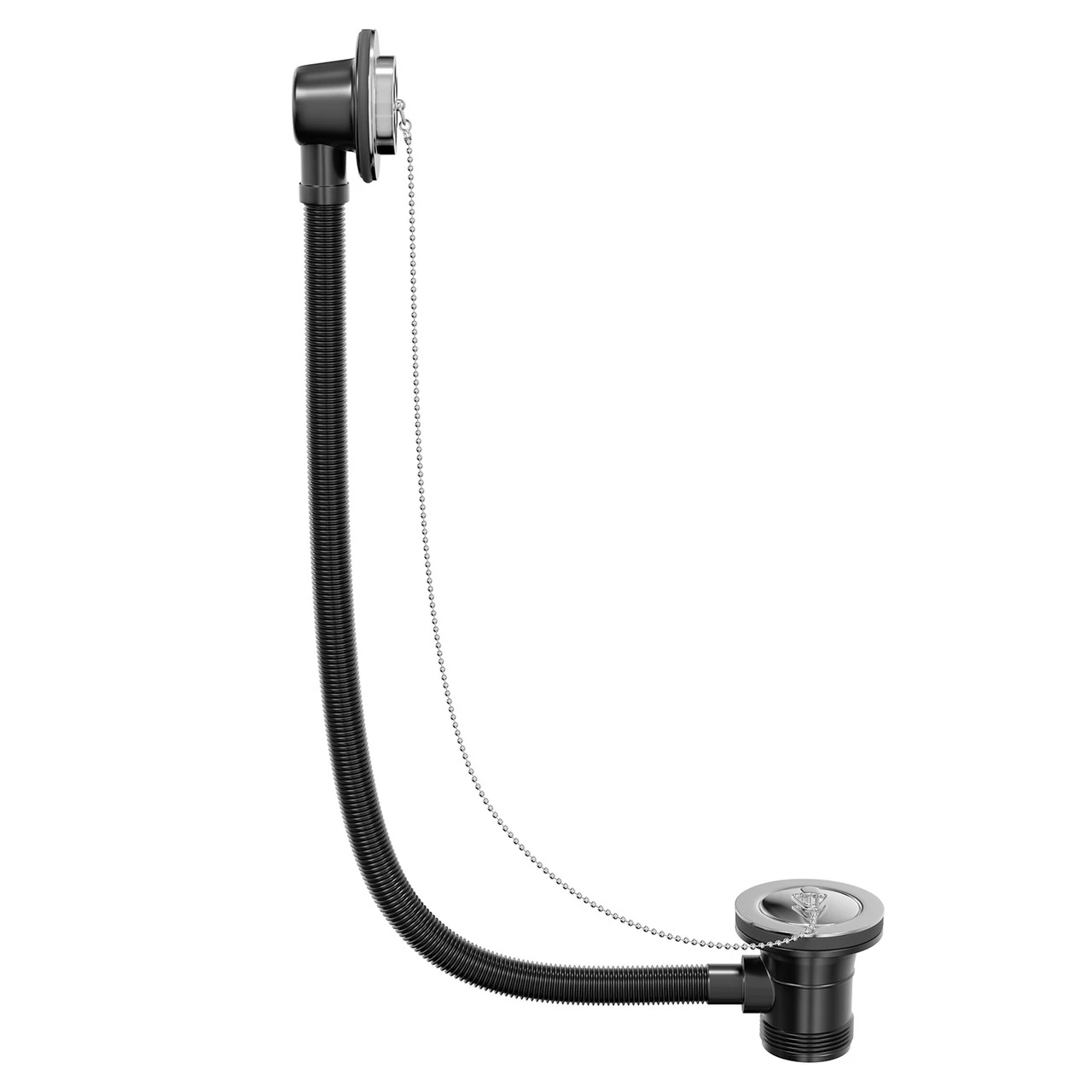 Polished Chrome Bath Waste And Overflow With Brass Plug And Ball Chain - Image 4