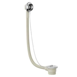 Polished Chrome Retainer Bath Waste And Overflow With Brass Plug And Ball Chain -Luxury Bath Shop polished chrome retainer bath waste and overflow with brass plug and ball chain left 23669.1652444491