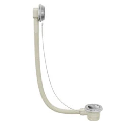 Polished Chrome Retainer Bath Waste And Overflow With Brass Plug And Ball Chain -Luxury Bath Shop polished chrome retainer bath waste and overflow with brass plug and ball chain side 25582.1652444491