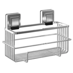 PushLoc Polished Chrome Wall Mounted Bottle Basket -Luxury Bath Shop pushloc polished chrome wall mounted bottle basket left 46907.1652444790