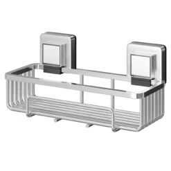 PushLoc Polished Chrome Wall Mounted Rectangular Shower Basket