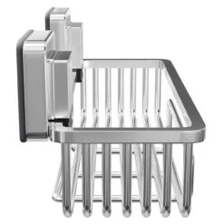 PushLoc Polished Chrome Wall Mounted Rectangular Shower Basket -Luxury Bath Shop pushloc polished chrome wall mounted rectangular shower basket side 85325.1652444788