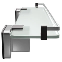 PushLoc Polished Chrome And Glass Wall Mounted Vanity Shelf -Luxury Bath Shop pushloc polished chrome wall mounted vanity shelf side 15921.1652444787