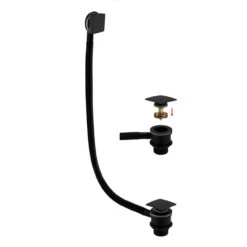 RAK Black Square Bath Clicker Waste And Overflow - RAKL9022SQB