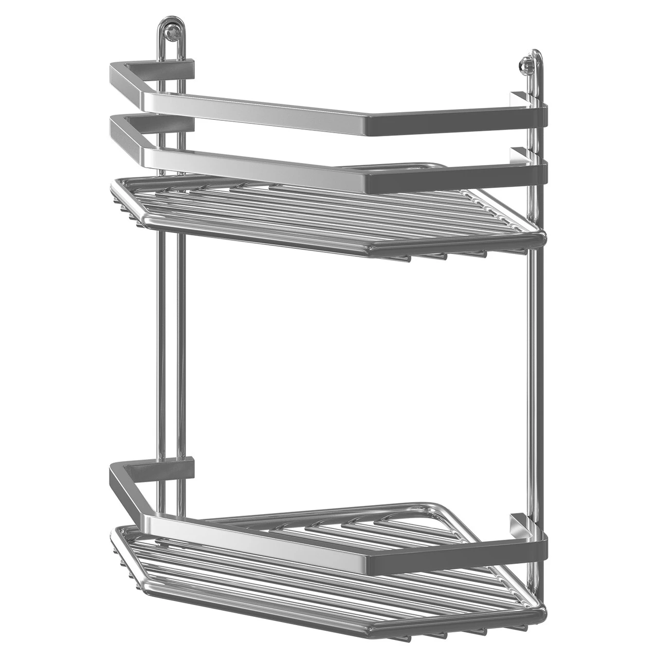 Selena Polished Chrome 2 Tier Wall Mounted Corner Basket