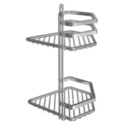Selena Polished Chrome 2 Tier Wall Mounted Corner Basket -Luxury Bath Shop selena polished chrome 2 tier wall mounted corner basket side 11871.1652444038