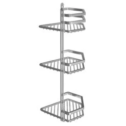 Selena Polished Chrome 3 Tier Wall Mounted Corner Basket -Luxury Bath Shop selena polished chrome 3 tier wall mounted corner basket side 84277.1652444036
