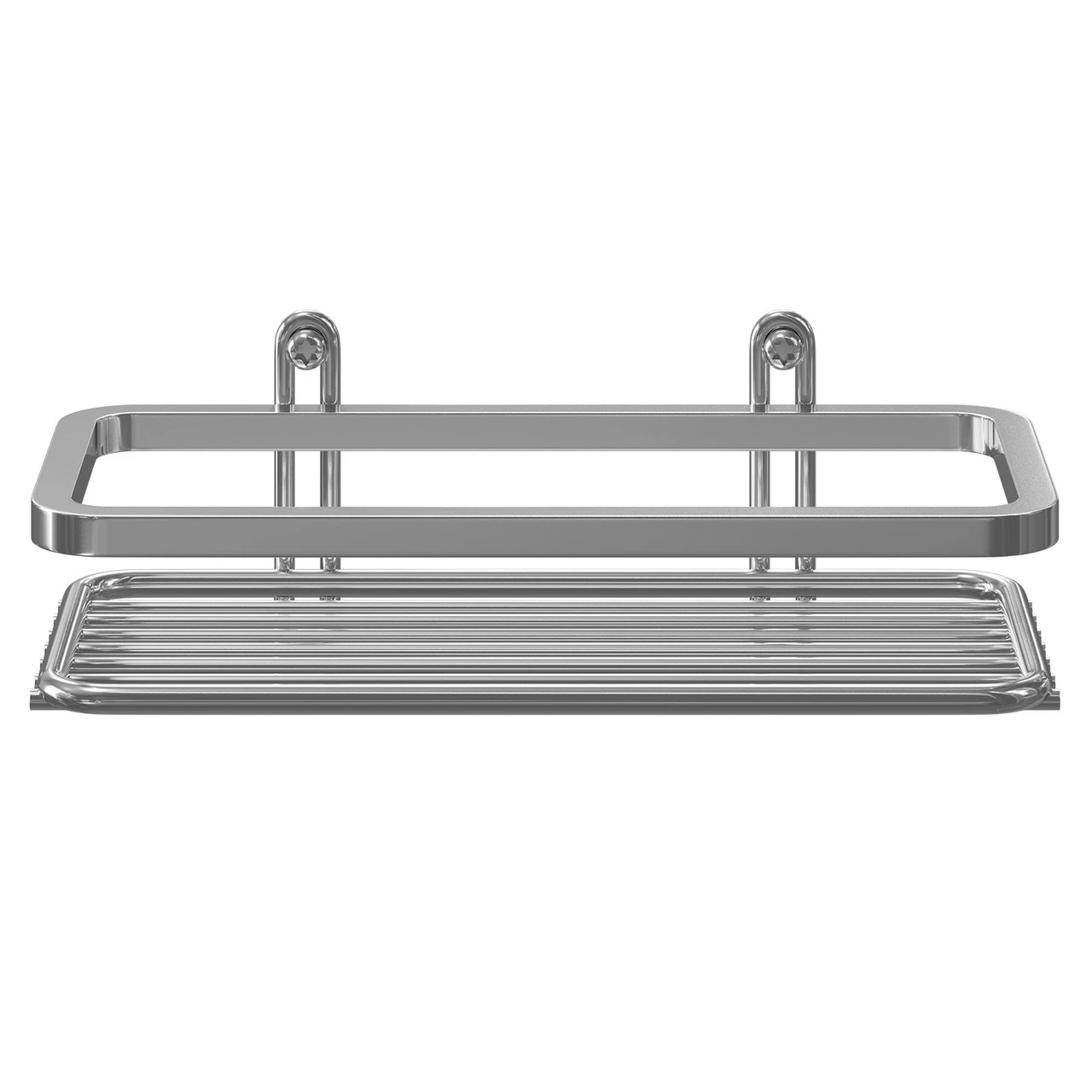 Selena Polished Chrome Small Wall Mounted Rectangular Shower Basket - Image 2