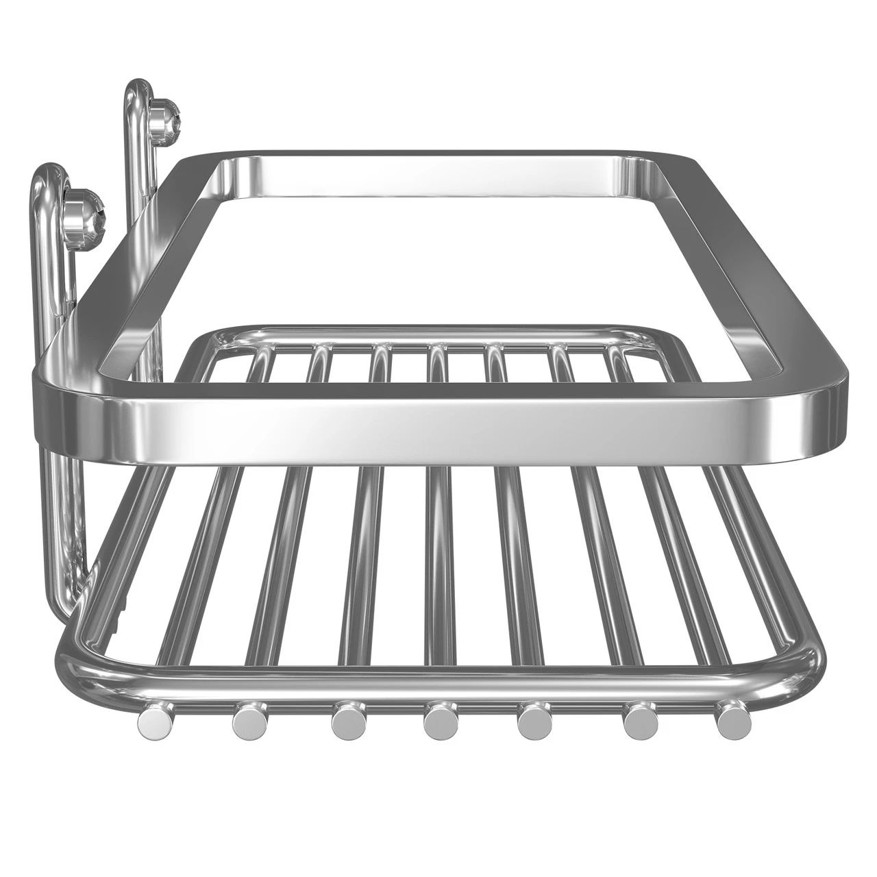 Selena Polished Chrome Small Wall Mounted Rectangular Shower Basket - Image 4