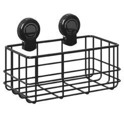 SuctionLoc Black Wall Mounted Bottle Basket -Luxury Bath Shop suctionloc black wall mounted bottle basket left 48262.1658132866