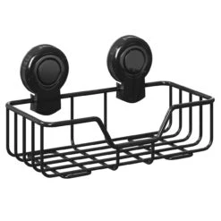 SuctionLoc Black Wall Mounted Rectangular Basket -Luxury Bath Shop suctionloc black wall mounted rectangular basket left 17819.1658132865
