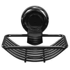 SuctionLoc Black Wall Mounted Soap Basket 9 SuctionLoc Black Wall Mounted Soap Basket -Luxury Bath Shop suctionloc black wall mounted soap basket front 17977.1658132863