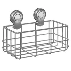 SuctionLoc Chrome Wall Mounted Bottle Basket -Luxury Bath Shop suctionloc chrome wall mounted bottle basket left 53893.1658132860