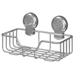 SuctionLoc Chrome Wall Mounted Rectangular Basket