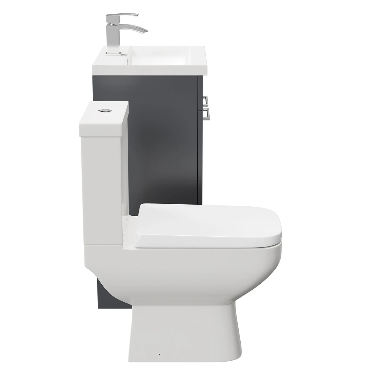 Turin Gloss Grey 500mm Floor Standing Vanity Unit And Toilet Suite With 1 Tap Hole Basin And 2 Doors With Polished Chrome Handles 6 Turin Gloss Grey 500mm Floor Standing Vanity Unit And Toilet Suite With 1 Tap Hole Basin And 2 Doors With Polished Chrome Handles - Image 4