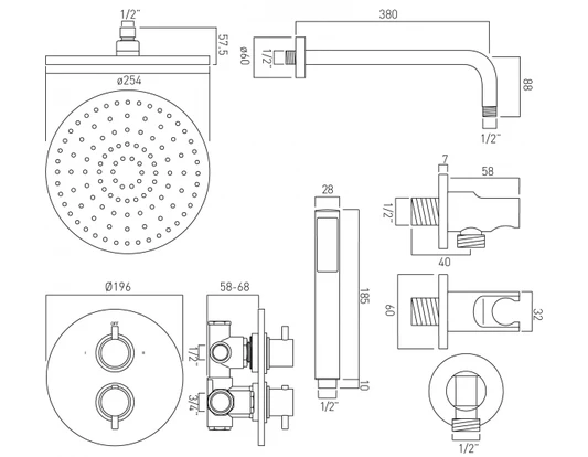 Vado Celsius Round Concealed 2 Outlet Thermostatic Shower Vavle - Wg-Celbox/4-C/P 4 Vado Celsius Round Concealed 2 Outlet Thermostatic Shower Vavle - Wg-Celbox/4-C/P - Image 2