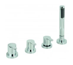 Vado Sense 4 Hole Bath Shower Mixer Deck Mounted Without Spout For Use With Bath Filler Waste And Overflow (Chrome) - Sen-135/Ns-C/P